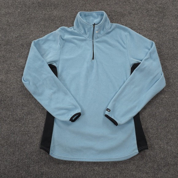 VINTAGE Nike Sweatshirt Womens M Blue‎ Fit 1/4 Zip Fleece Pullover Sports 90s - Picture 1 of 11
